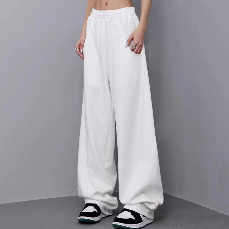Women's Casual Loose-Fit Sweatpants with Elastic Waistband and Side Pockets