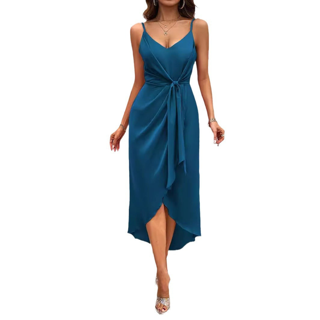 Ladies wrap dress with elegant V-neckline and playful slit