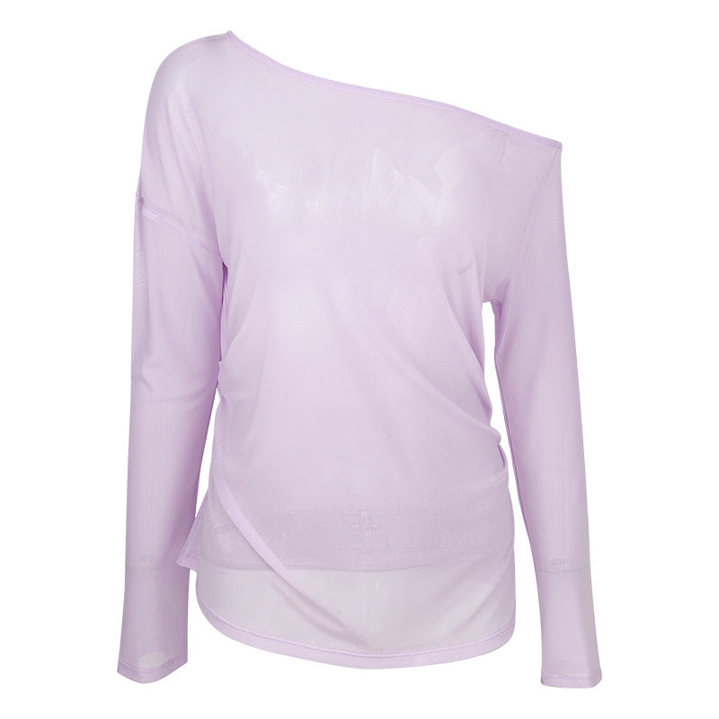 Women's casual asymmetric long sleeve shirt made of breathable and lightweight material