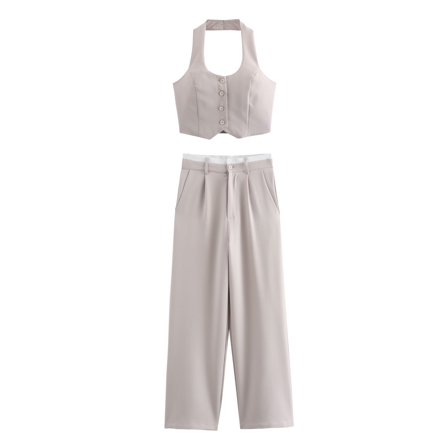 Women wide-cut lounge pants with elastic waistband and side pockets