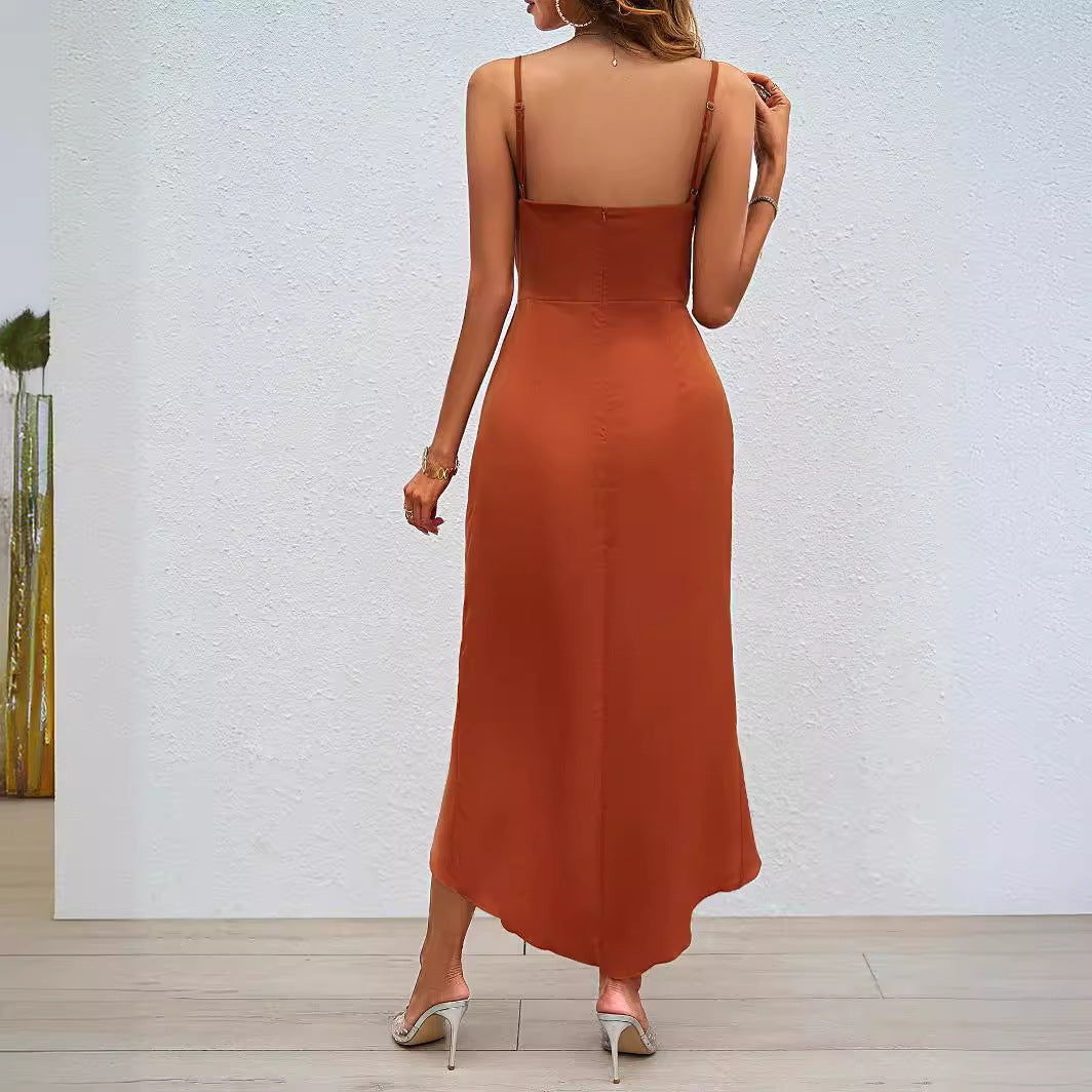 Ladies wrap dress with elegant V-neckline and playful slit