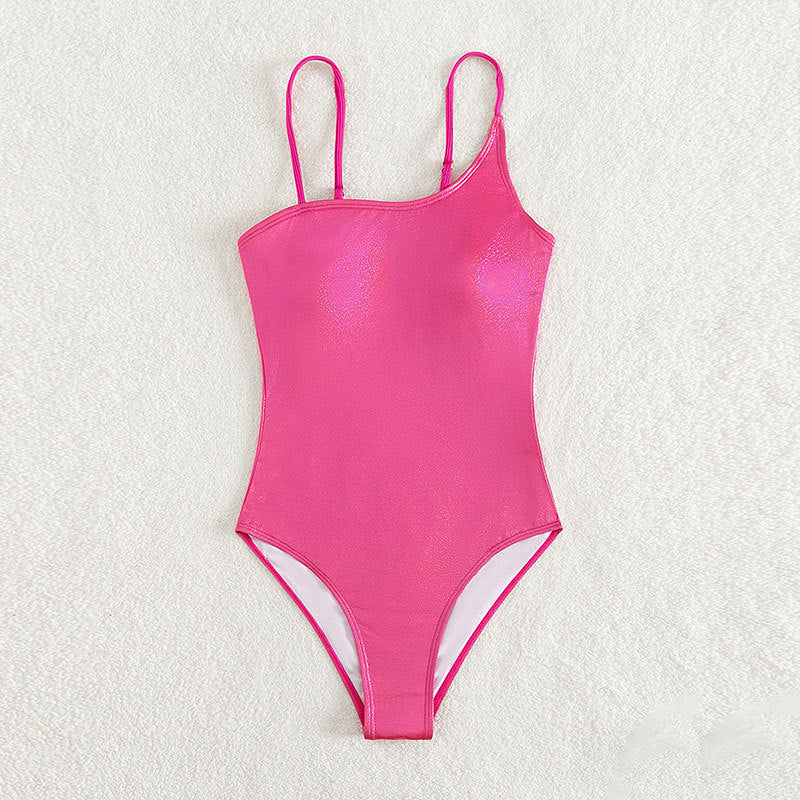 Women Shimmering Strappy Swimsuit One Piece
