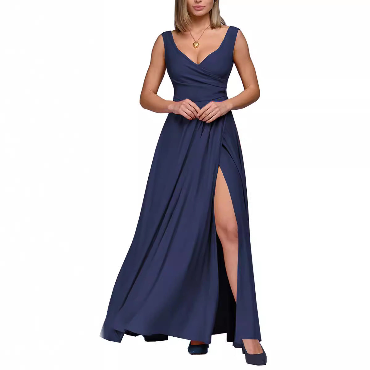 Women's elegant maxi dress with side slit