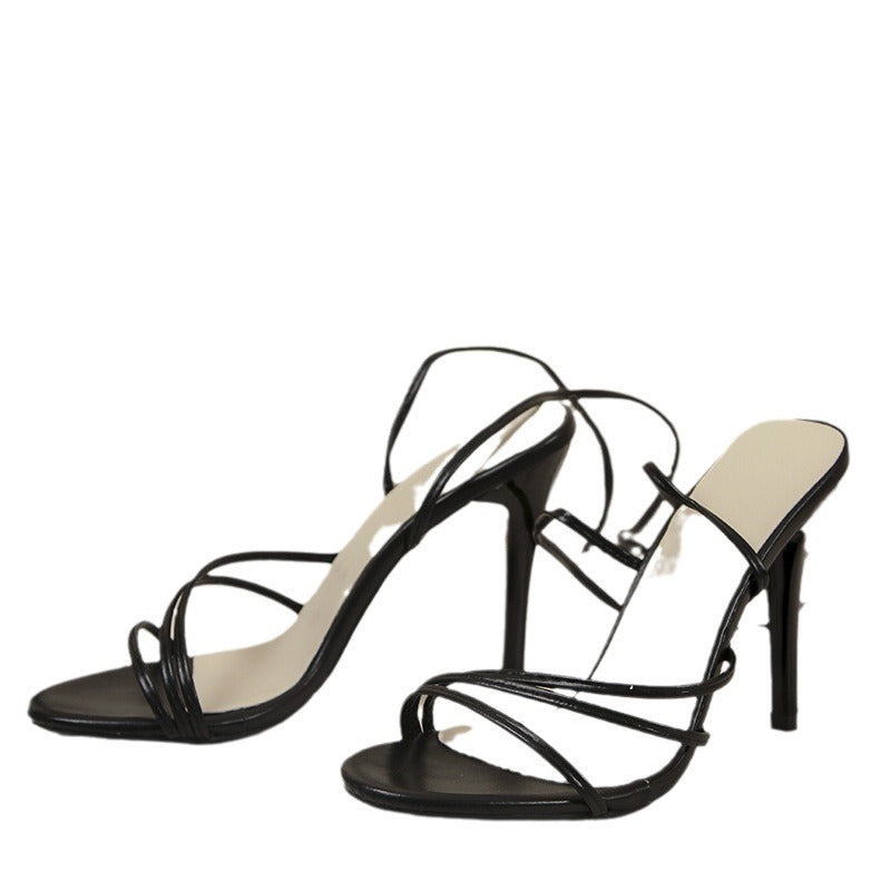 Women's Strappy High-Heel Sandals with Ankle Strap Design
