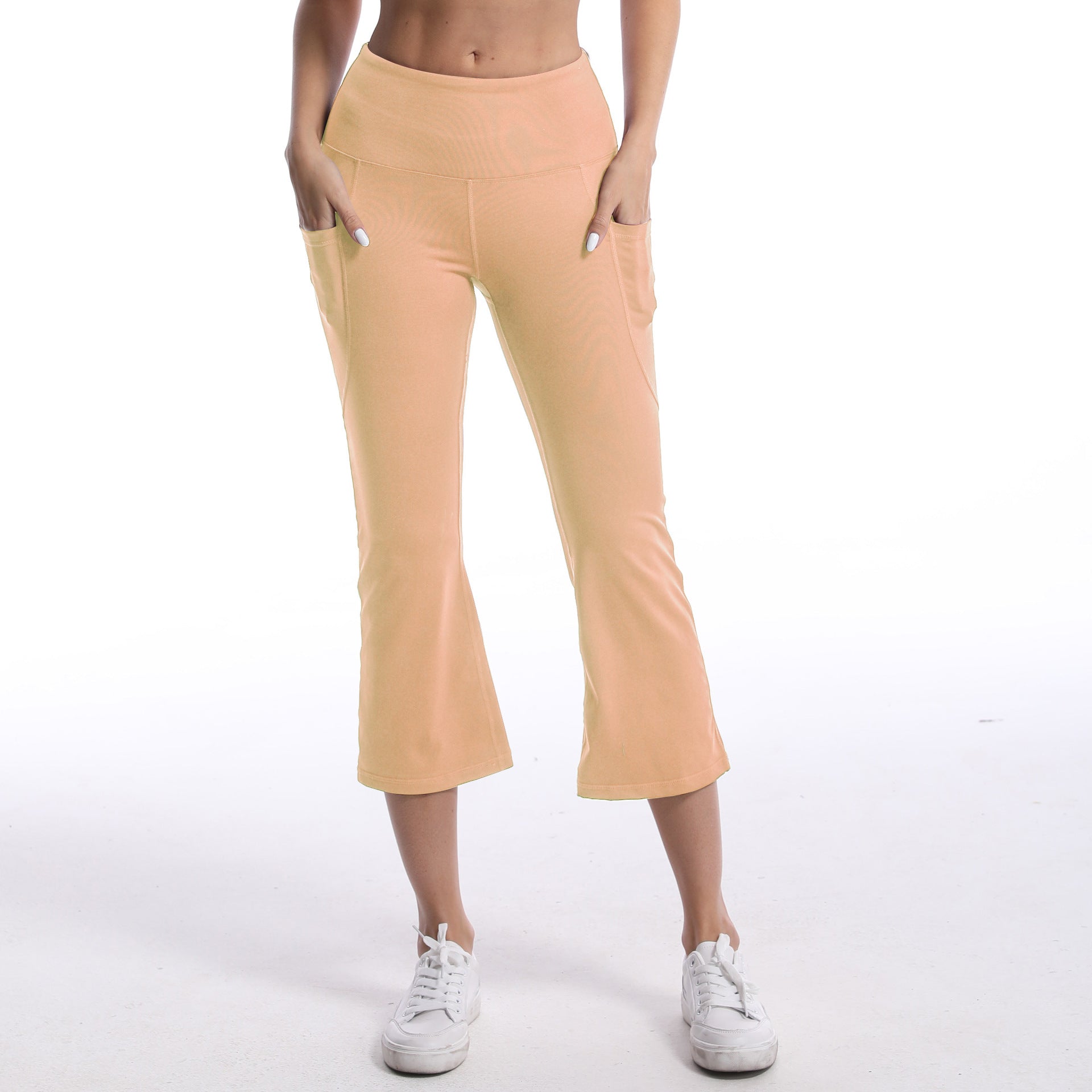 Ladies Flared Yoga Pants with High Waist and Practical Side Pockets