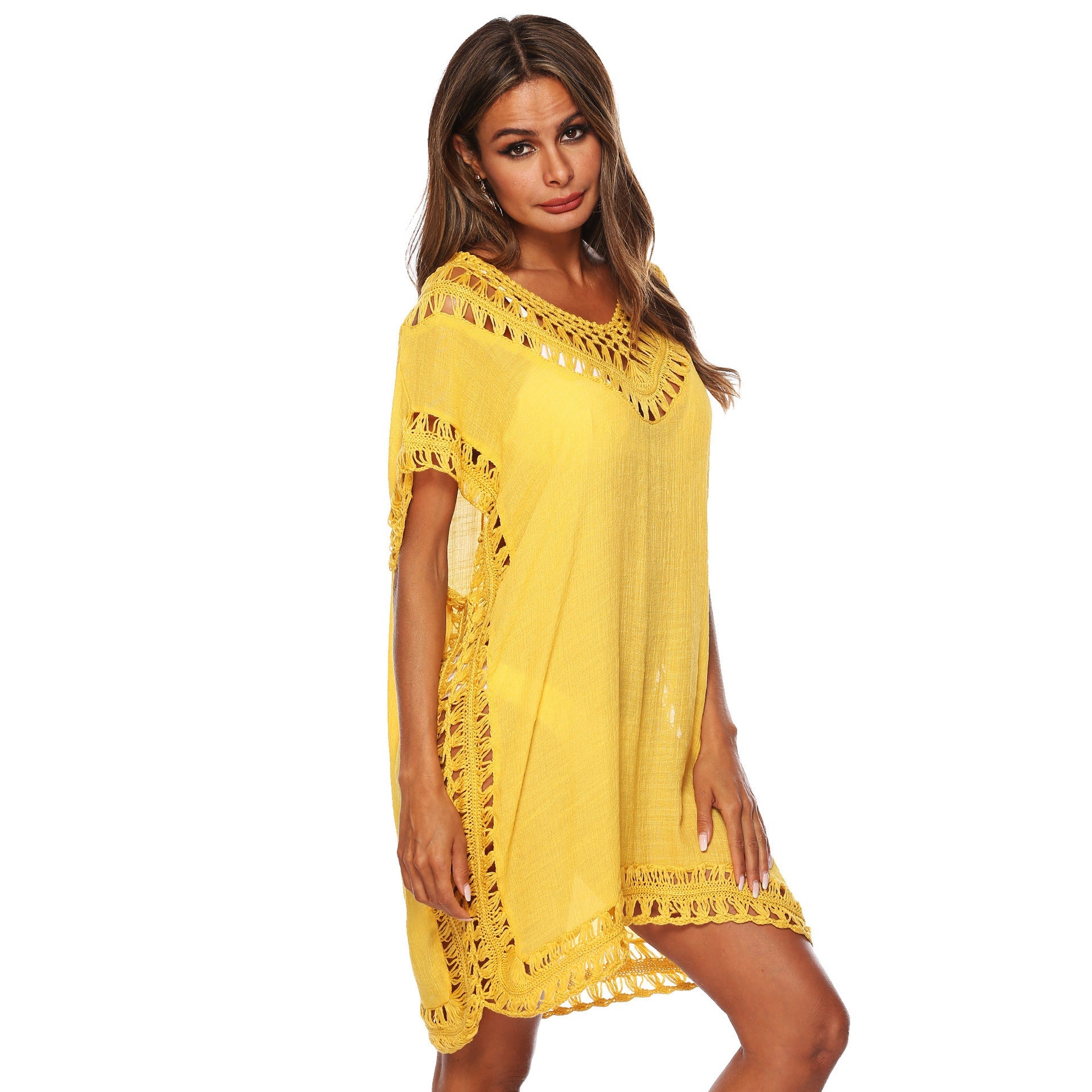 Ladies Beach Tunic with Artistic Crochet Decorations