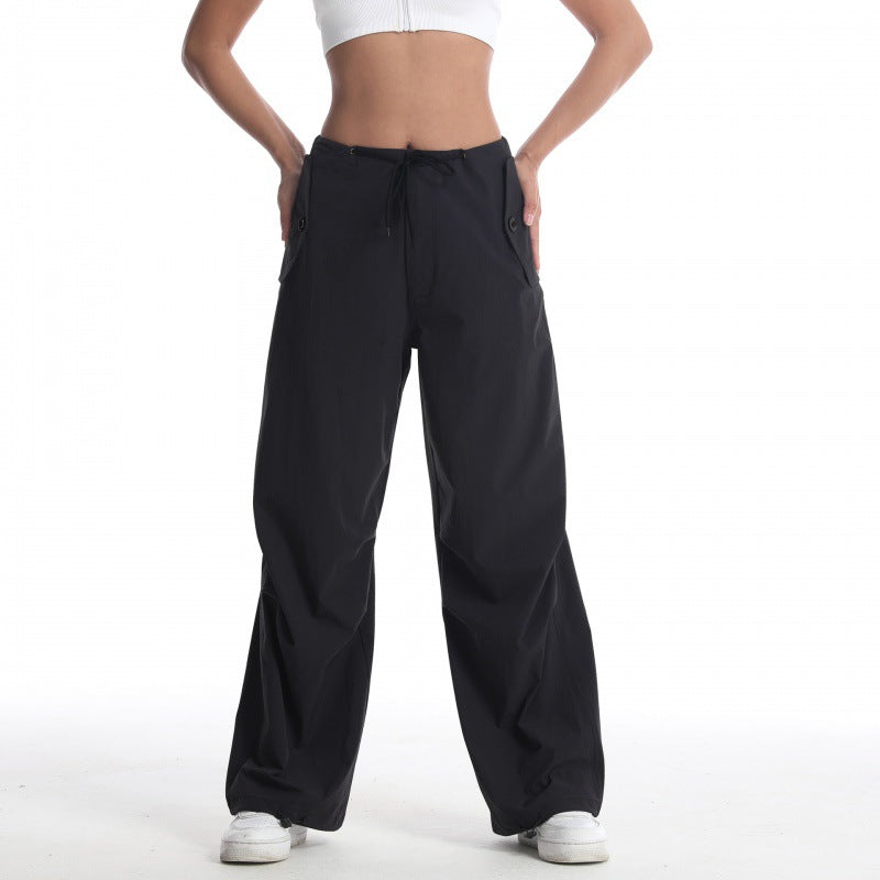 Women's casual loose-fitting outdoor pants with elastic waistband and practical pockets