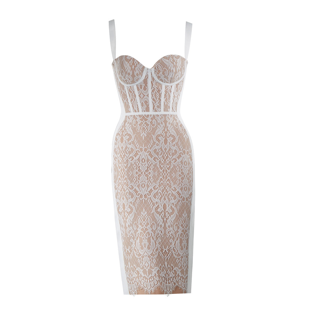 Ladies Lace Dress with Corset Effect
