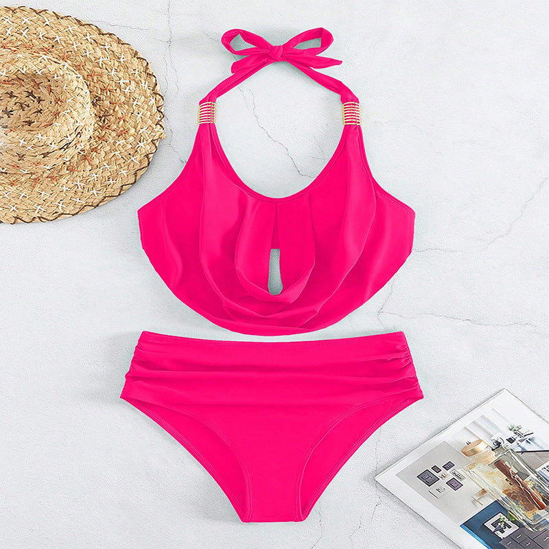 Women Halter-neck gathered one-piece swimsuit