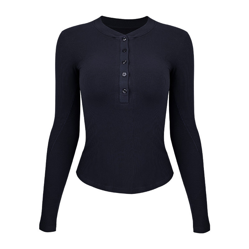 Women's long sleeve shirt with button placket from