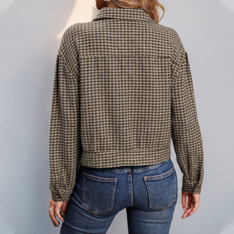 Ladies casual check jacket with modern button details
