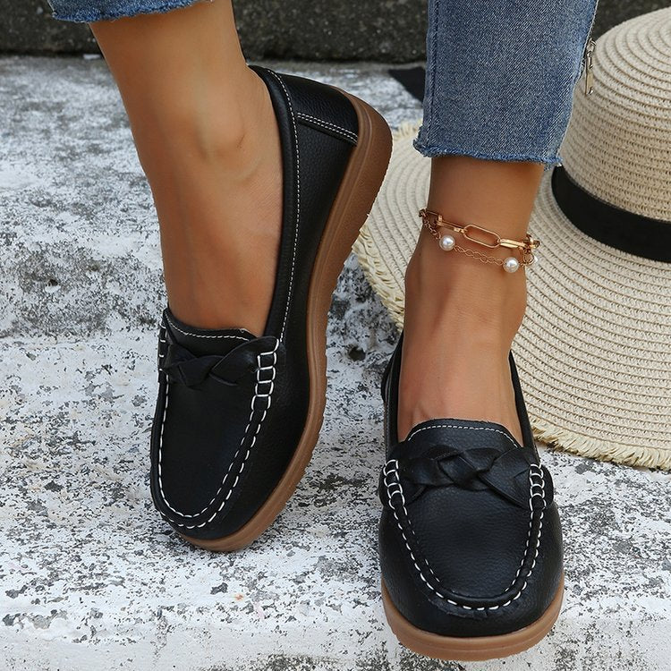 Ladies' Moccasins With Stylish Bow Appliqué and Non-slip Sole W&w