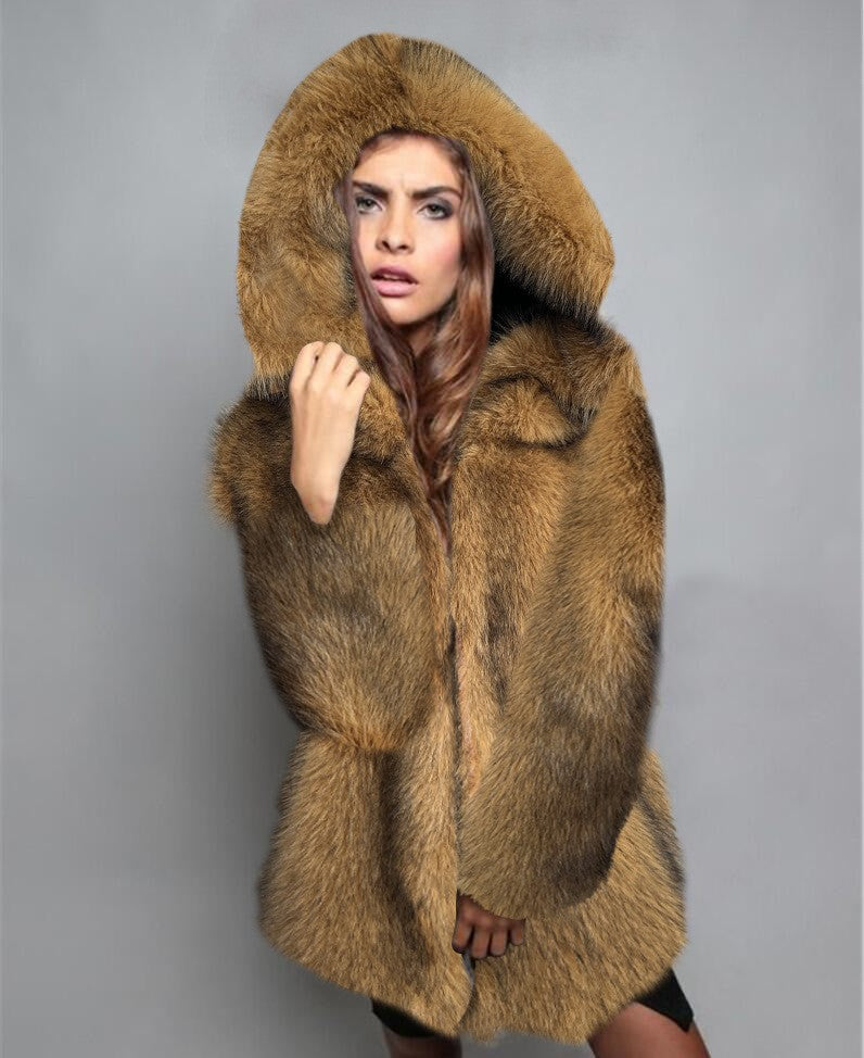 Ladies Luxury Faux Fur Coat