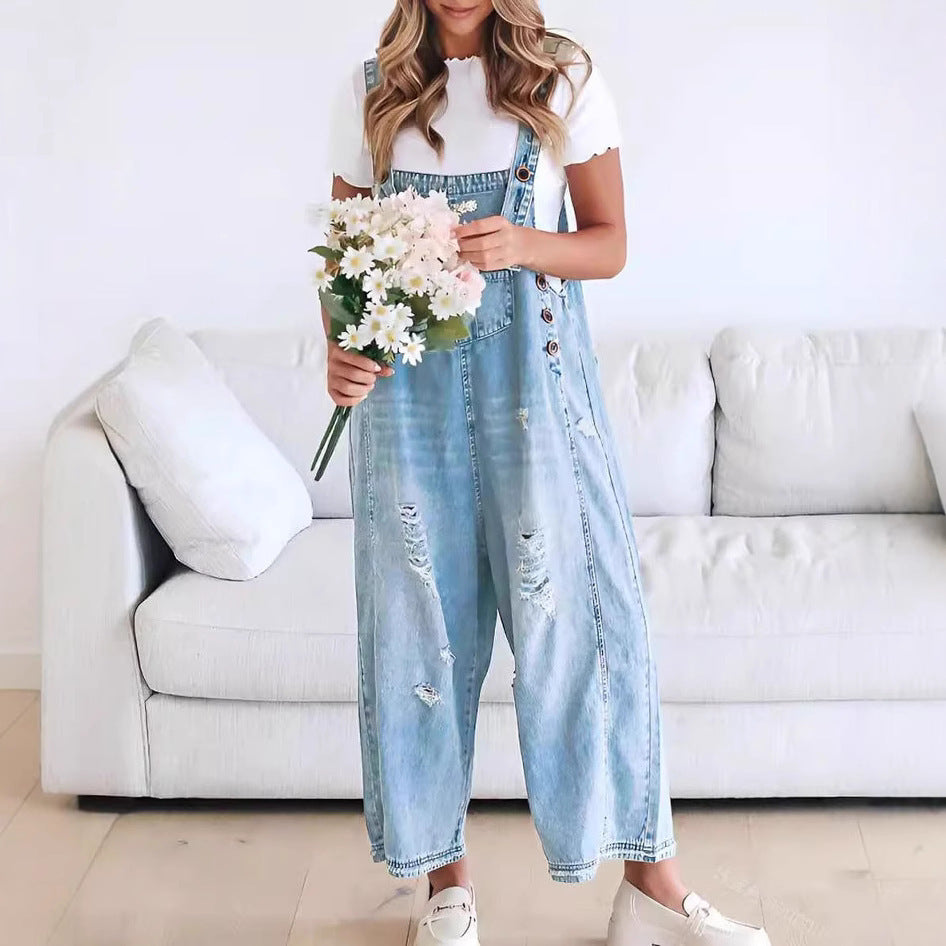 Women's Relaxed Fit Denim Dungarees