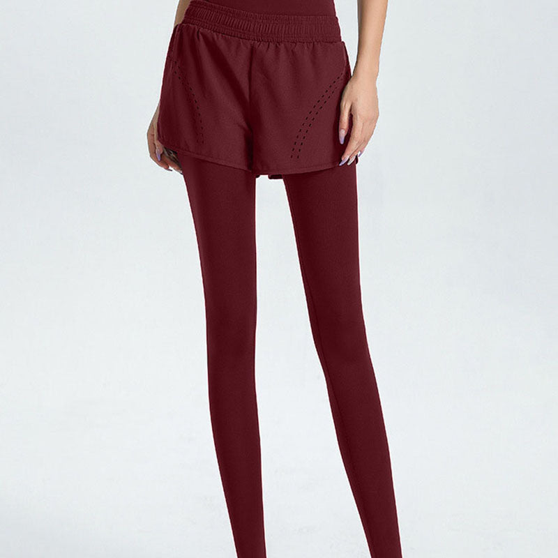 Women's sporty leggings with integrated short shorts