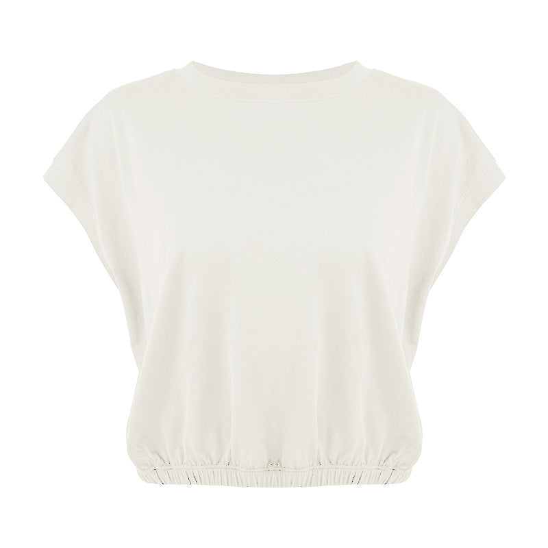 Women's casual T-shirt with elastic