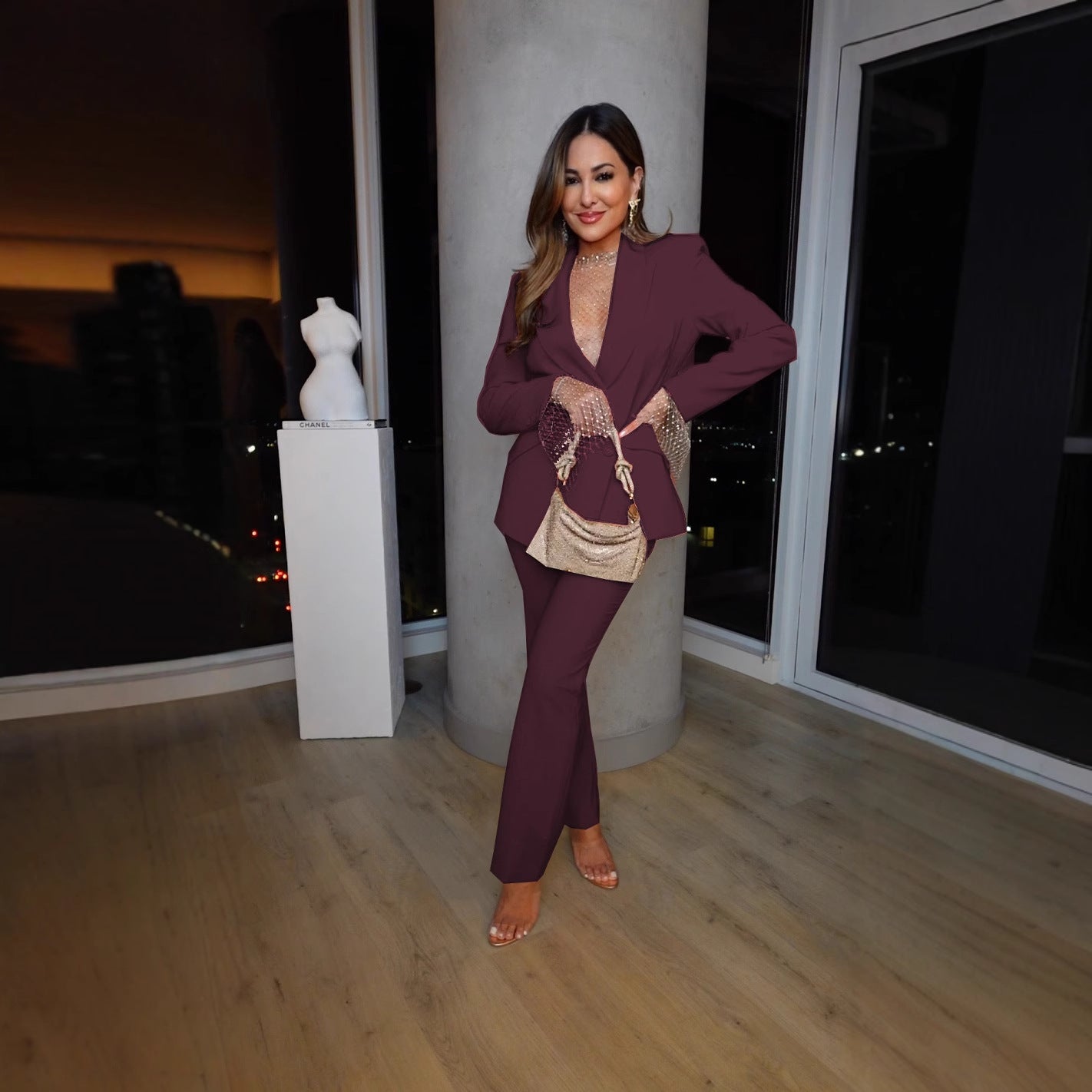 Women Elegant Blazer and Pantsuit with Chic Cut