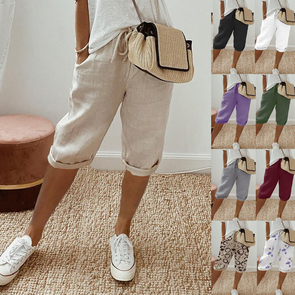 Women's Lightweight Linen Shorts with Elastic Waist