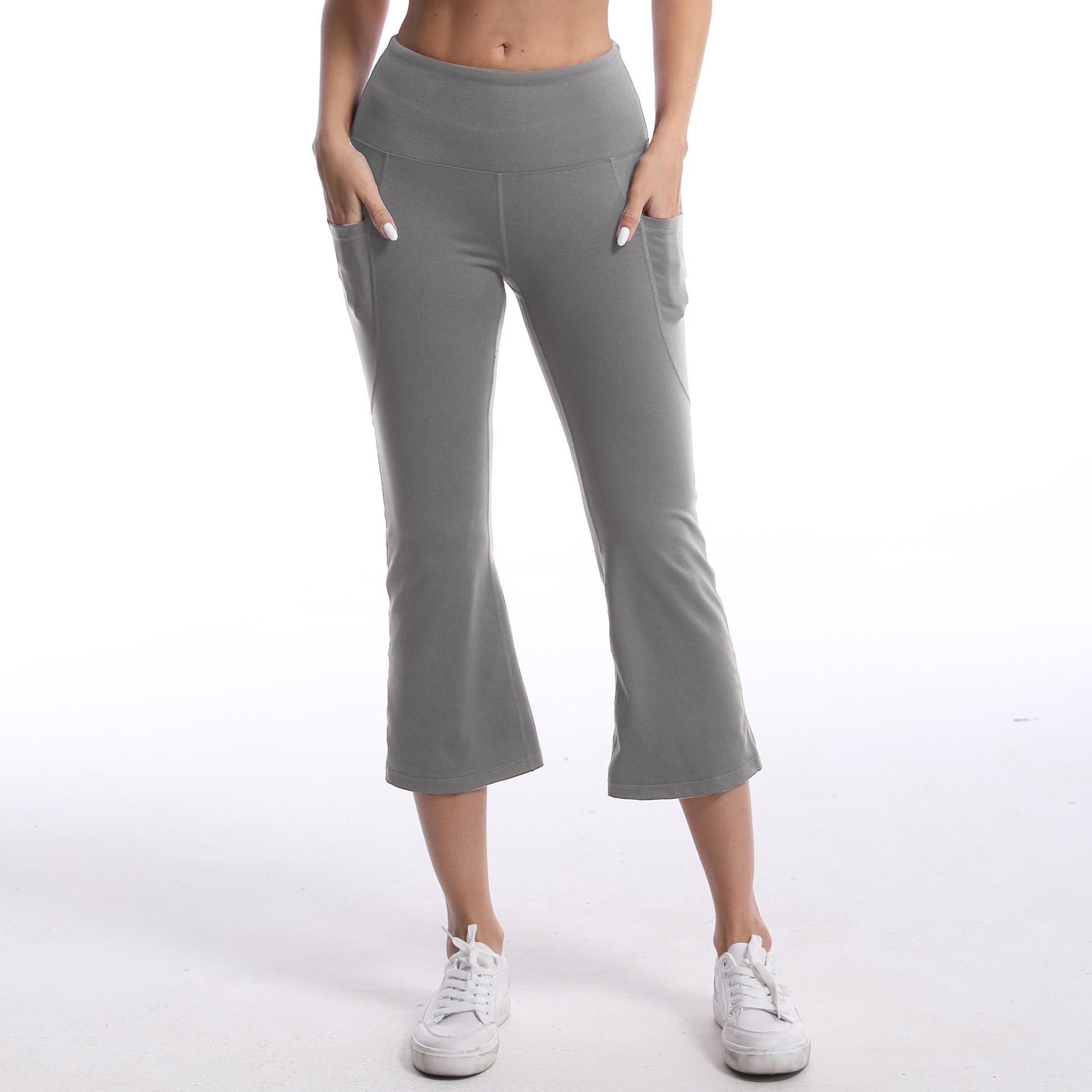 Ladies Flared Yoga Pants with High Waist and Practical Side Pockets
