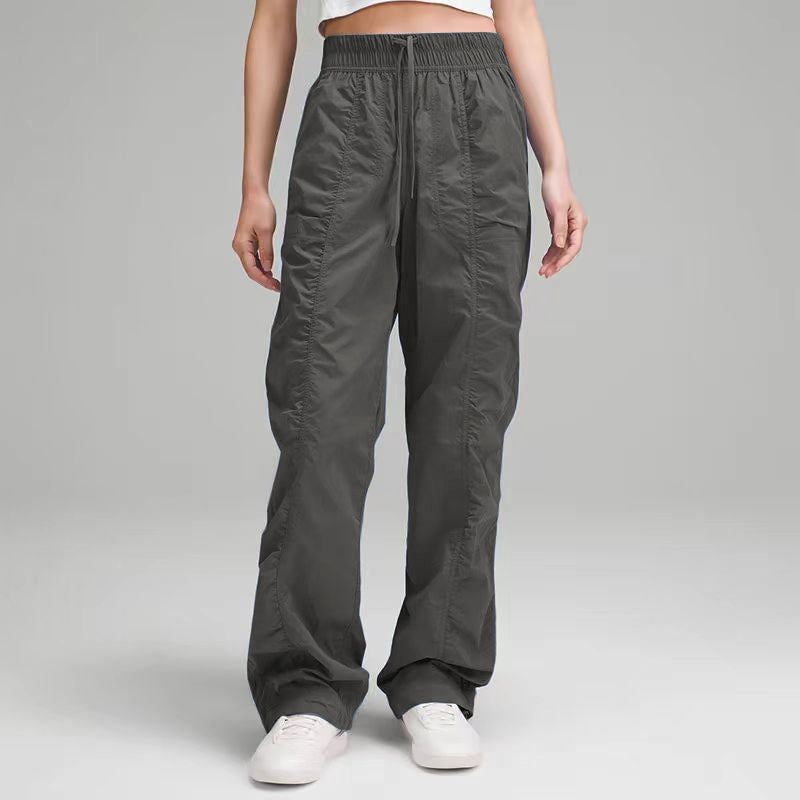 Women's sporty leisure pants with elastic waistband and side pockets