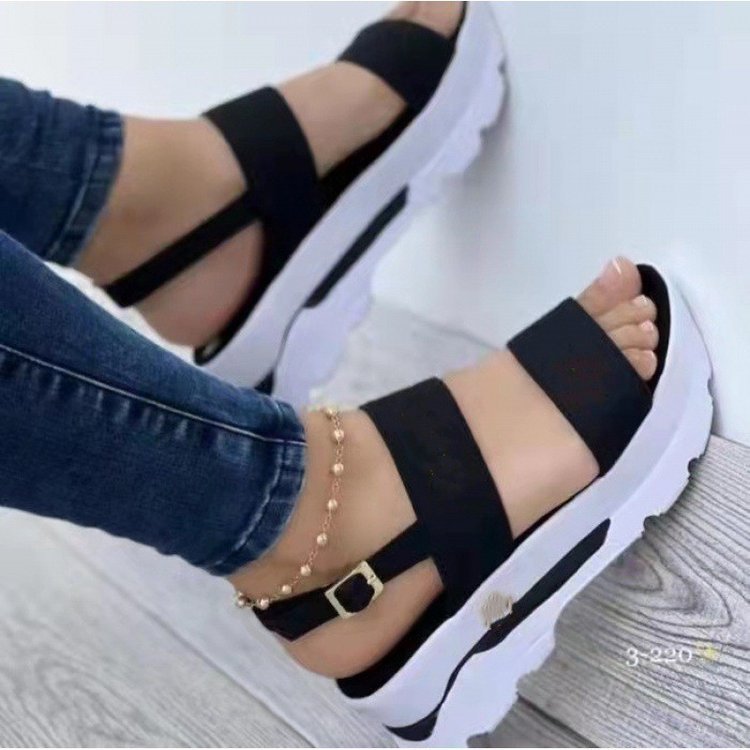 Women's Platform Sandals With Elastic Strap and Non-slip Sole W&w