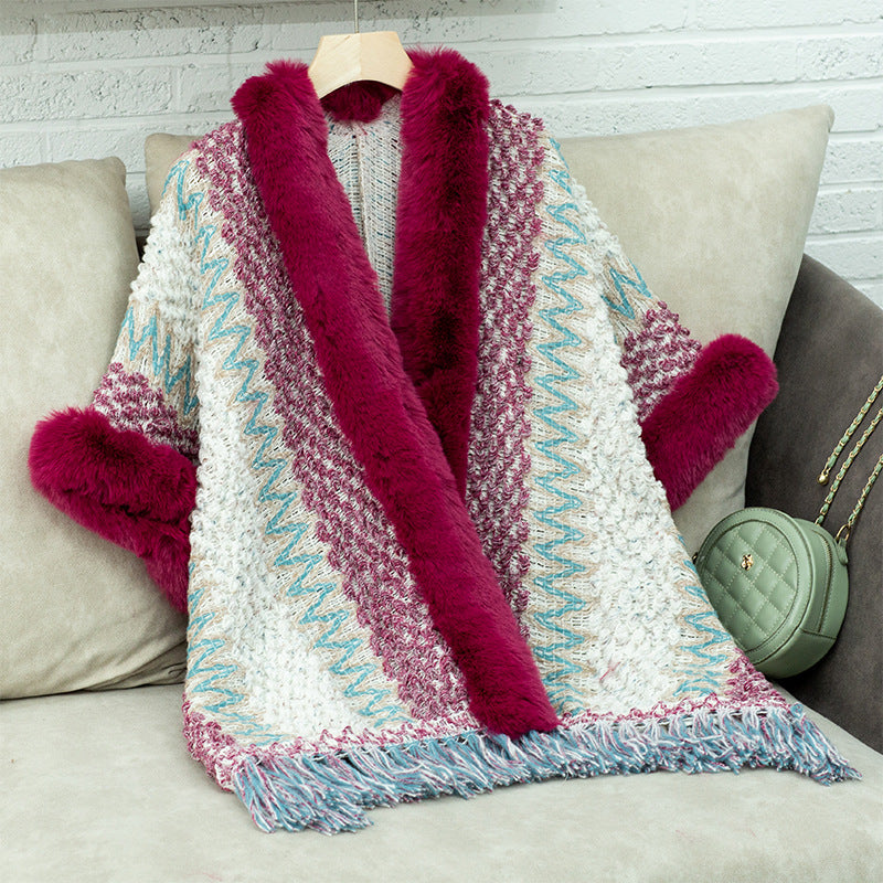 Women's Cozy Cardigan with Luxurious Faux Fur Trim