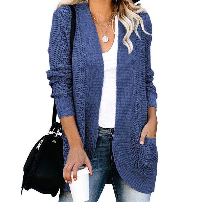 Women’s cardigan with open cut and side pockets