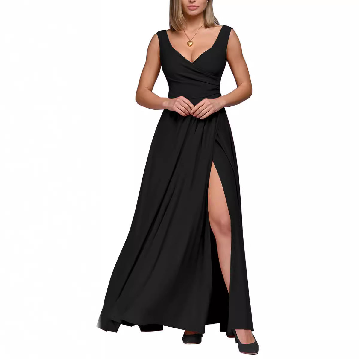Women's elegant maxi dress with side slit