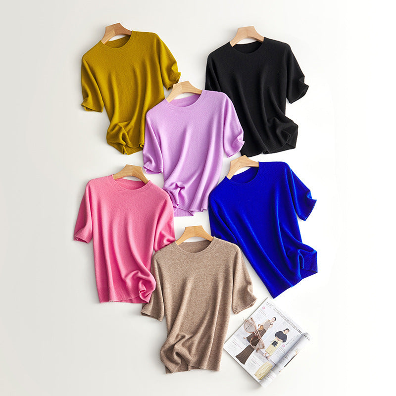 Women's Short Sleeve Cashmere Blend Sweater
