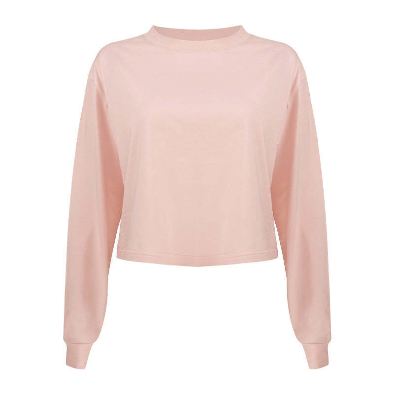 Women's casual cropped long sleeve shirt with relaxed fit and soft material