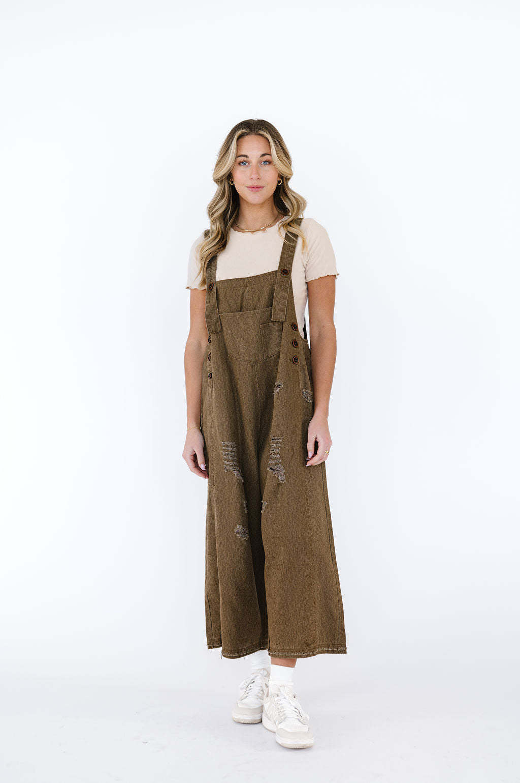 Women's Casual Denim Overalls with Fashionable Ripped Details