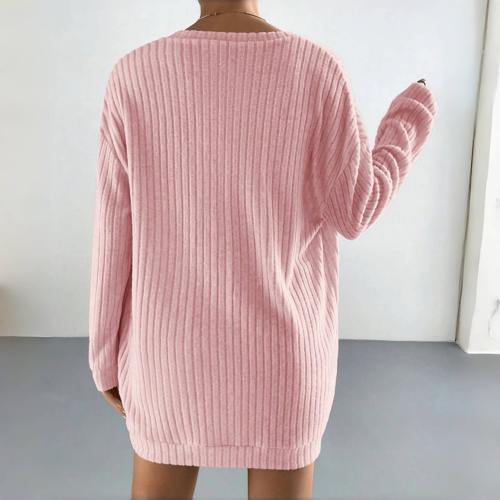 Ladies loungewear set with textured rib look and open cardigan