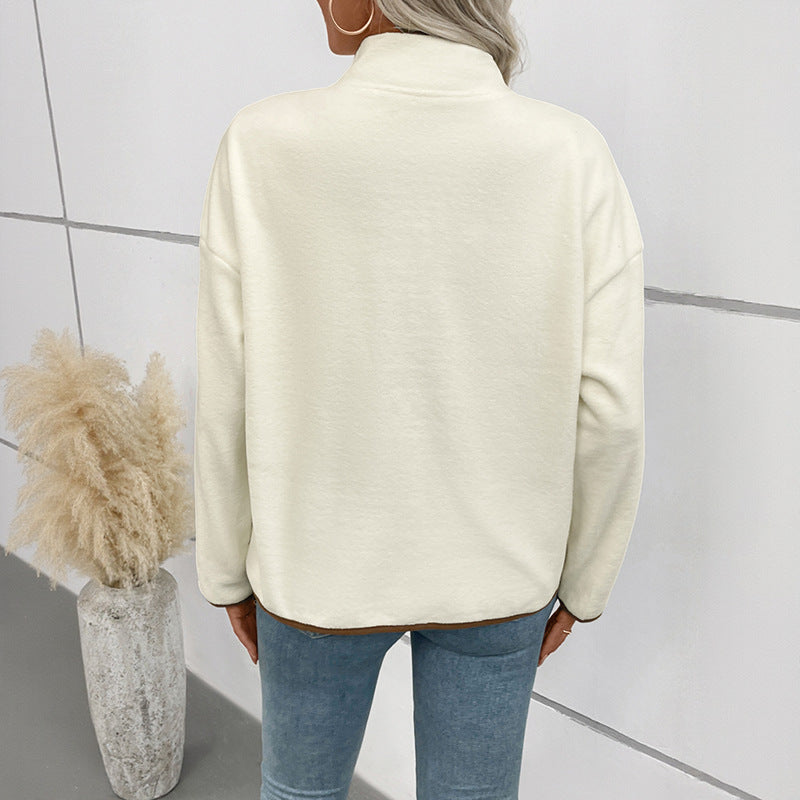 Women's Cozy Fleece Jacket with Contrast Elements