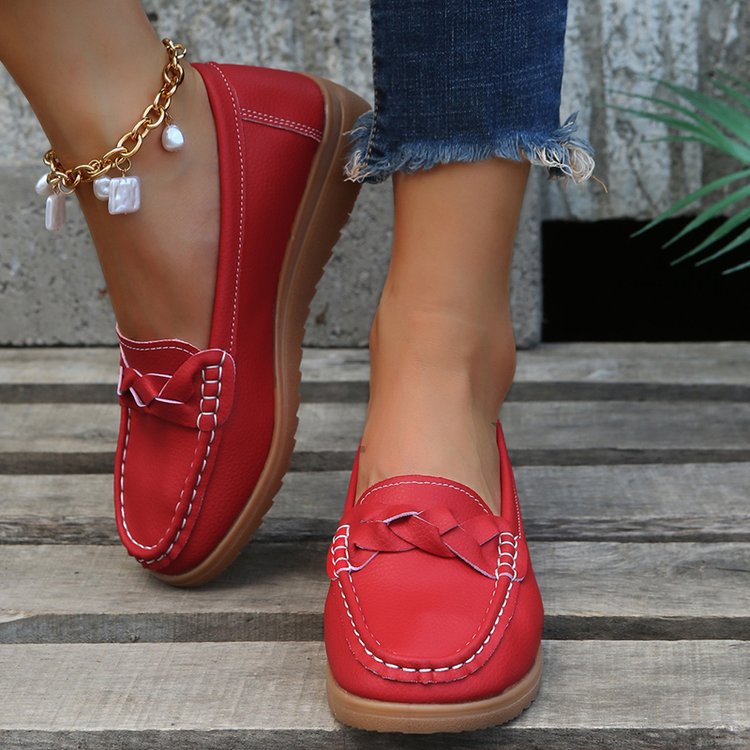 Ladies' Moccasins With Stylish Bow Appliqué and Non-slip Sole W&w