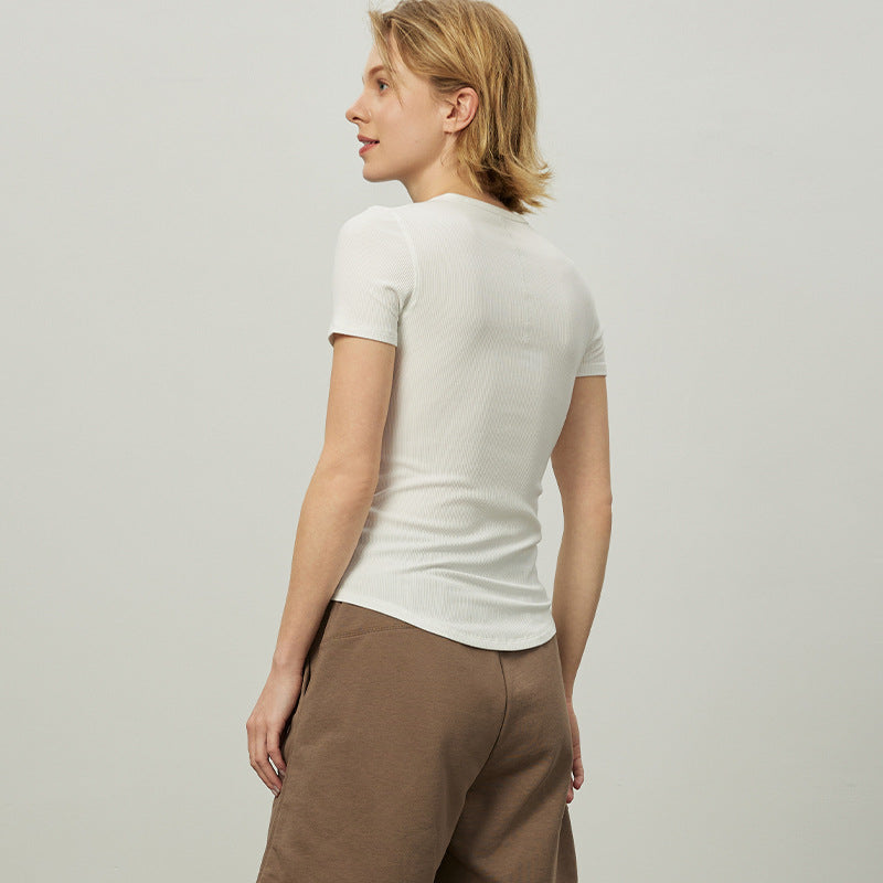 Women's Short Sleeve T-Shirt with Textured Design