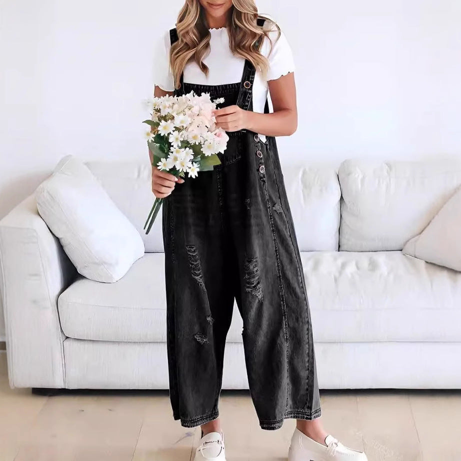 Women's Relaxed Fit Denim Dungarees