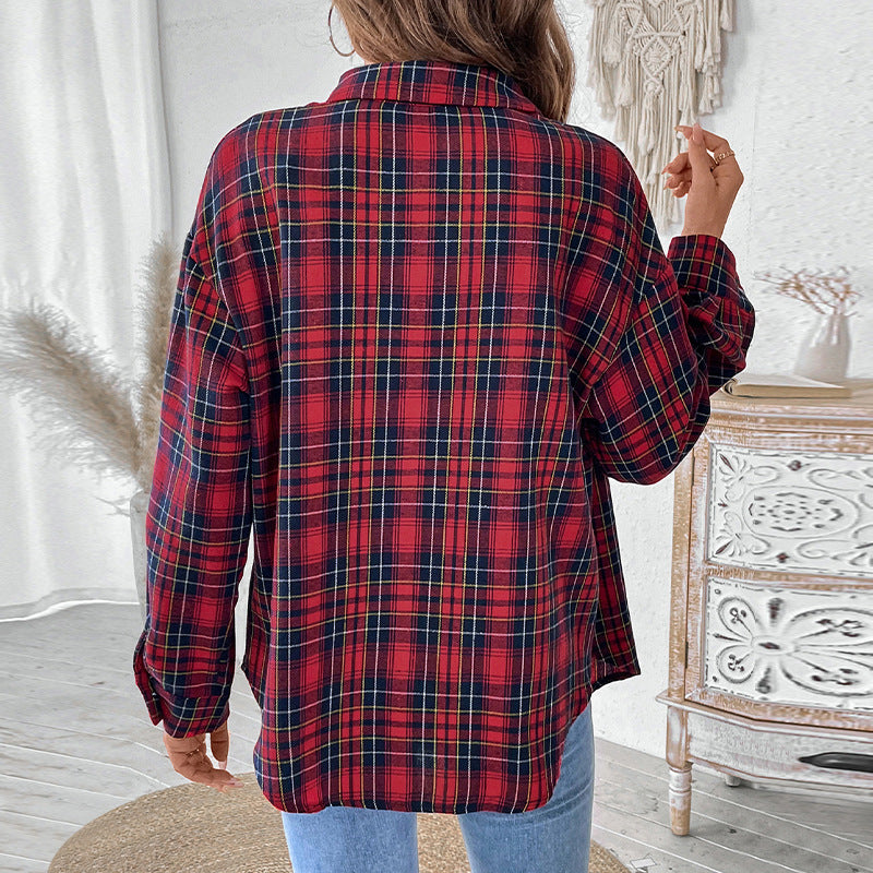 Women's Light Checkered Shirt made of Cotton with Loose Fit