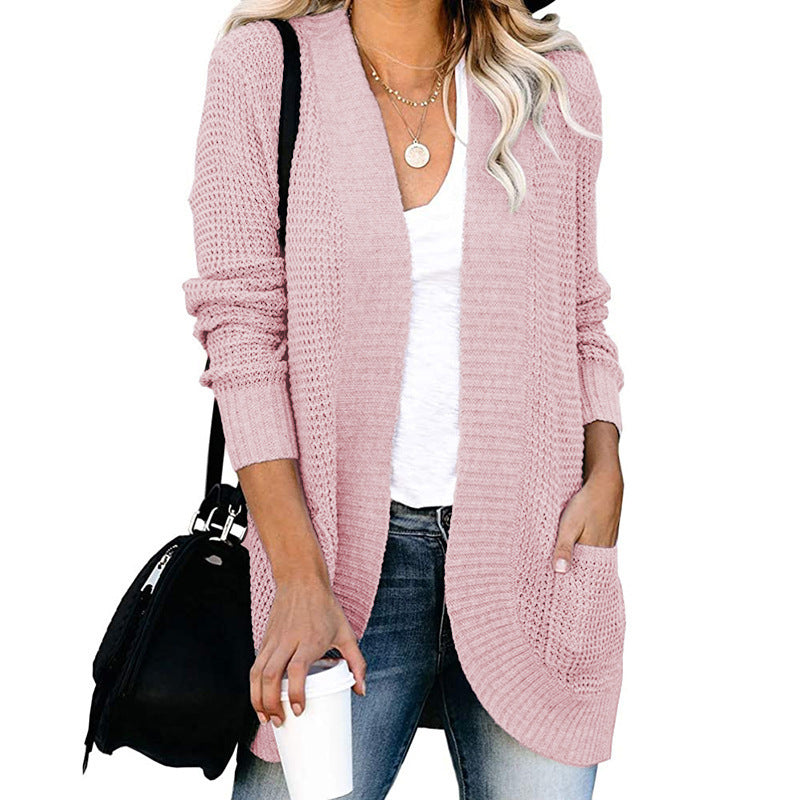 Women’s cardigan with open cut and side pockets