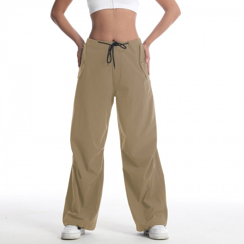Women's casual loose-fitting outdoor pants with elastic waistband and practical pockets