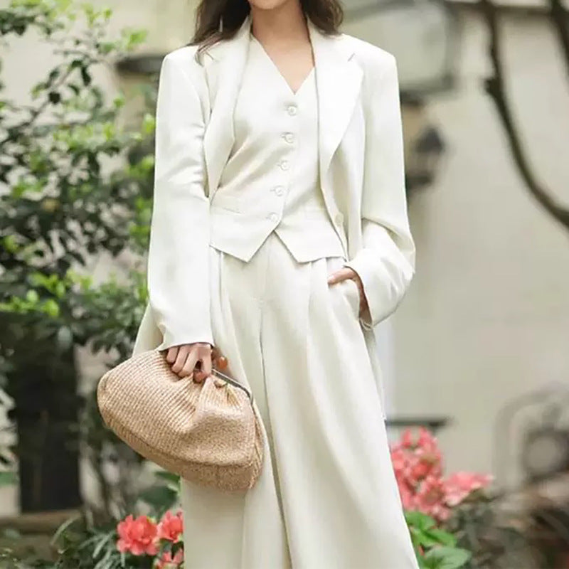 Women's Structured Blazer and Wide Pants Set