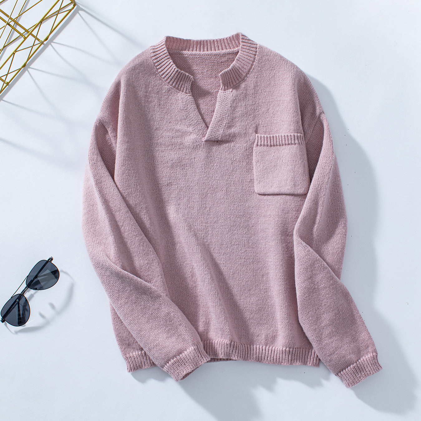 Ladies casual pullover with button details and chest pocket