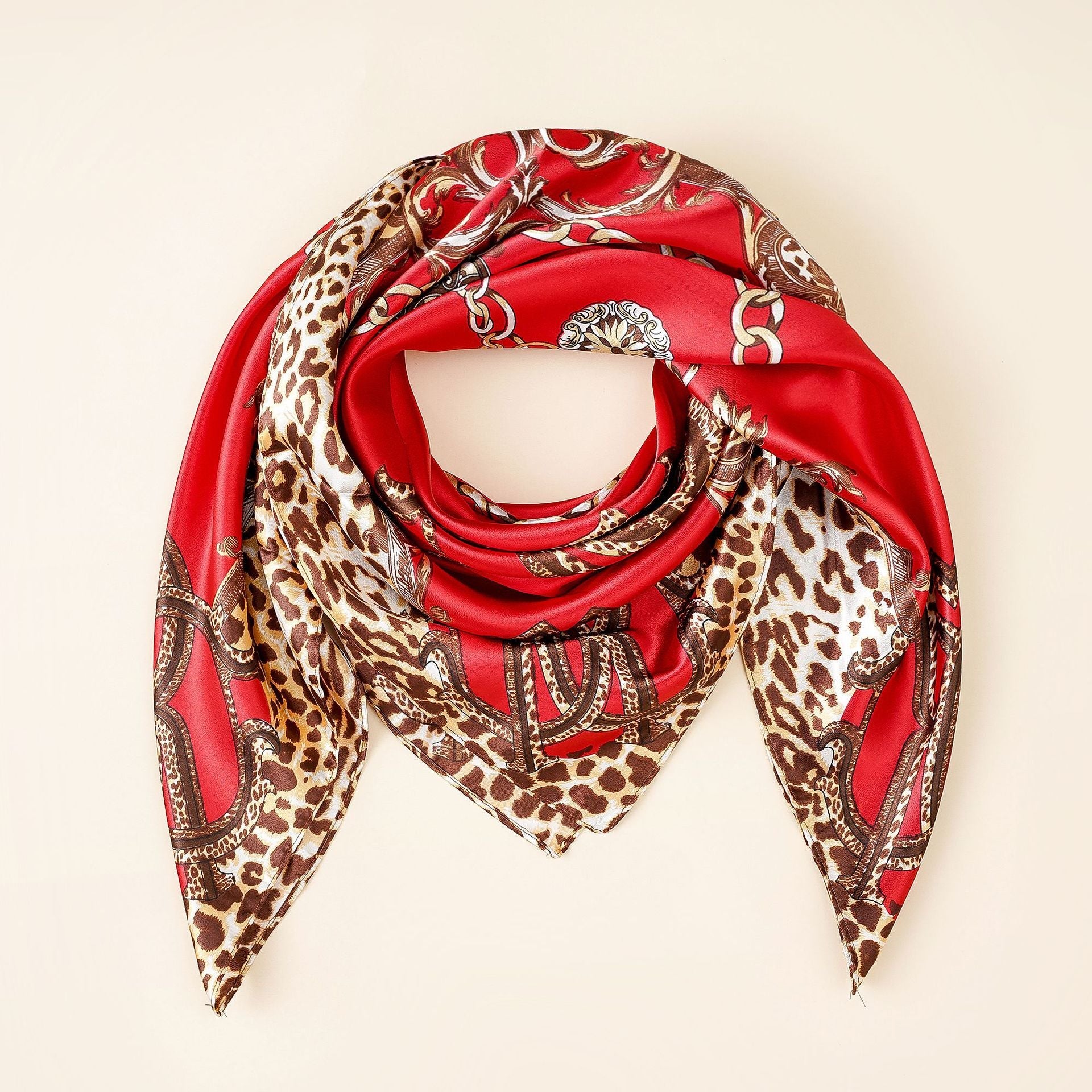 Ladies silk scarf with elegant animal pattern and luxurious design