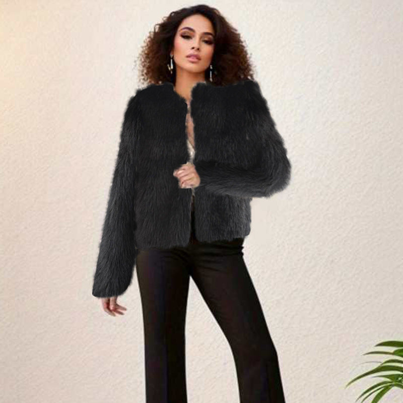 Women's Cozy Fleece Jacket with Curl Structure