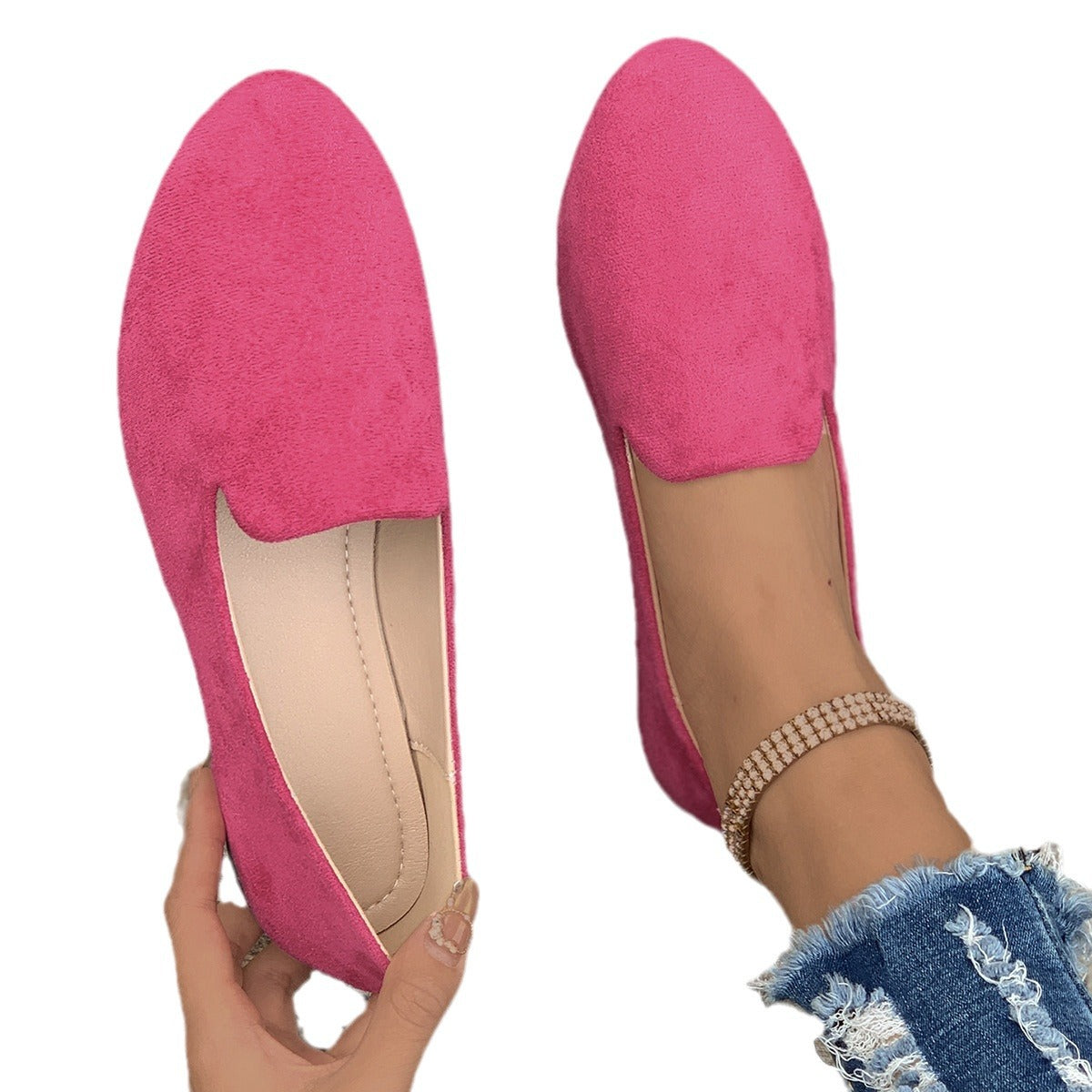 Ladies comfortable slippers in elegant design with soft surface texture
