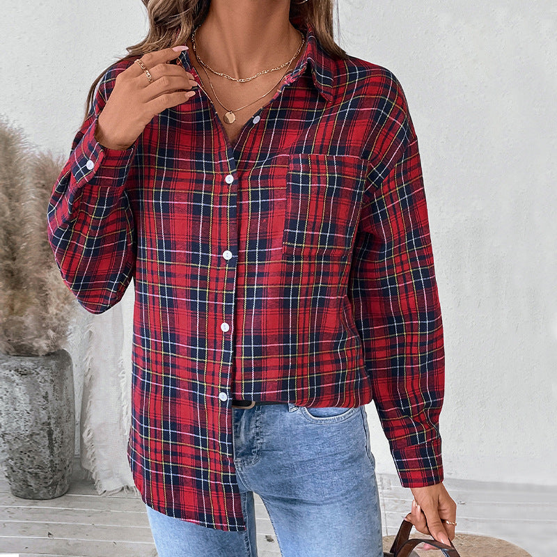 Women's Light Checkered Shirt made of Cotton with Loose Fit