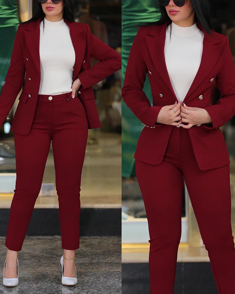 Women’s modern blazer trousers suit with exclusive button details