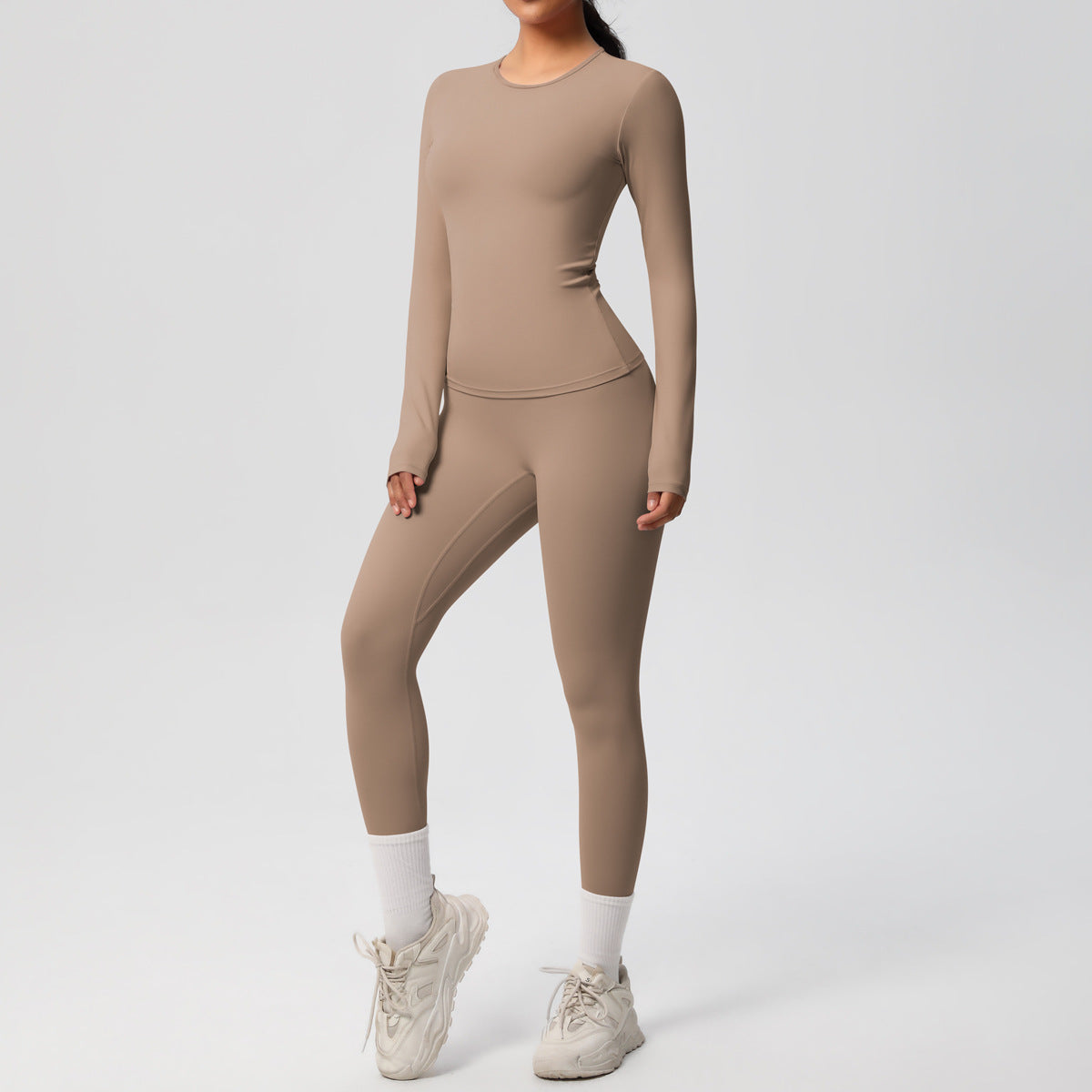 Women Shaping Long Sleeve Top and High Waisted Leggings Set