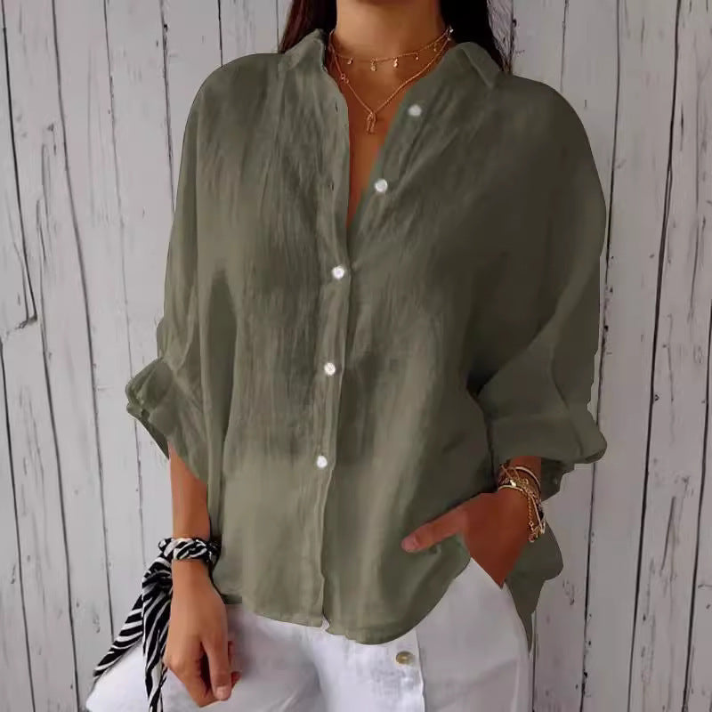 Women casual linen blouse