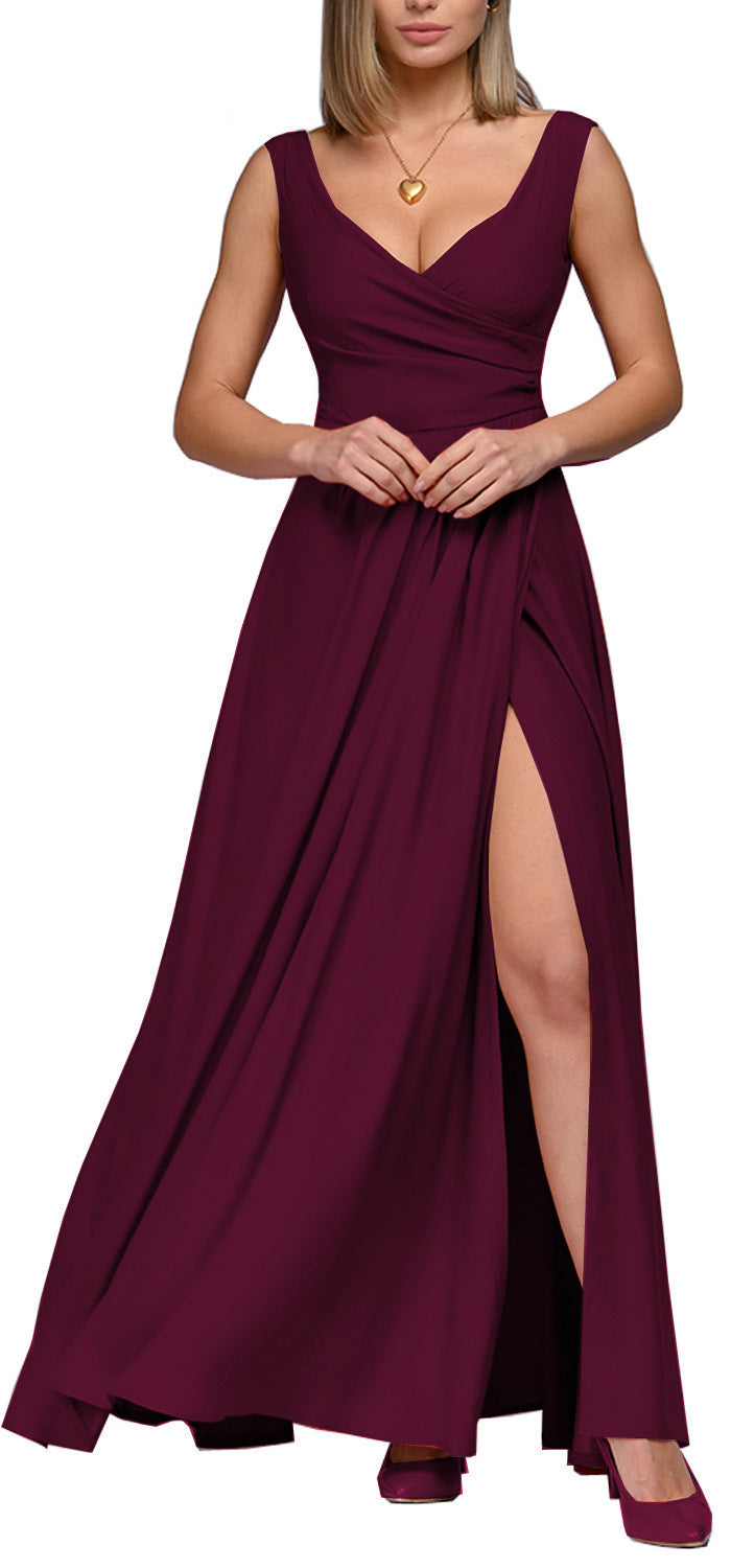 Women's elegant maxi dress with side slit