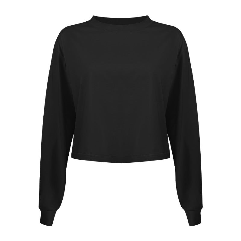 Women's casual cropped long sleeve shirt with relaxed fit and soft material